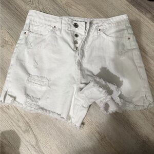 YMI Bright White Frayed Jean Shorts